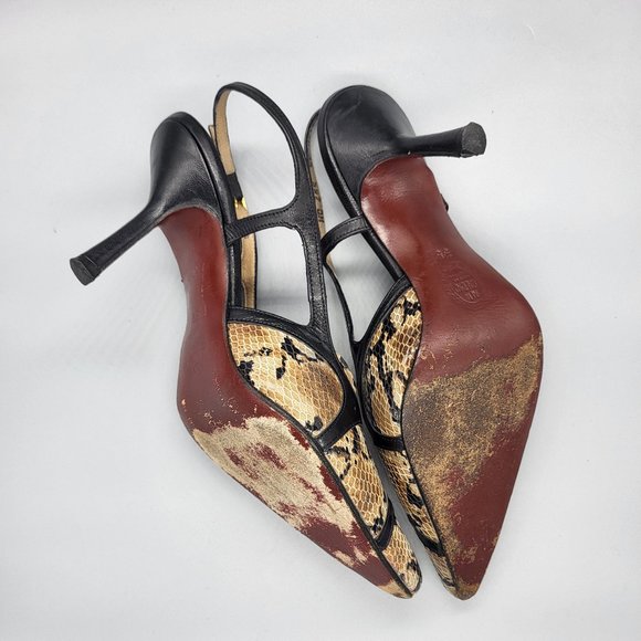 Mario Nardi Snakeskin Print Slingback Pumps - Picture 3 of 15